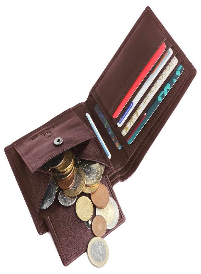 WildHorn RFID Protected Leather Wallet for Men I 2 Currency Compartment I 6 Card Slots I 1 Coin Pocket (Maroon) - Image 5